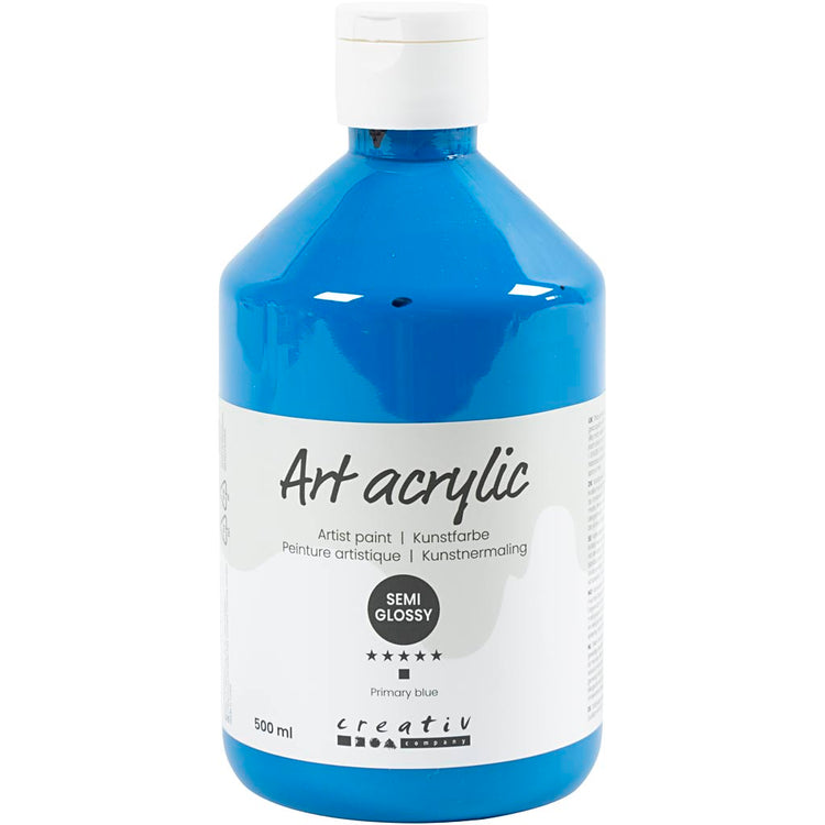 Creativ Company Acrylfarbe, seidenmatt, transparent, Primärblau, 500 ml 1 Flasche