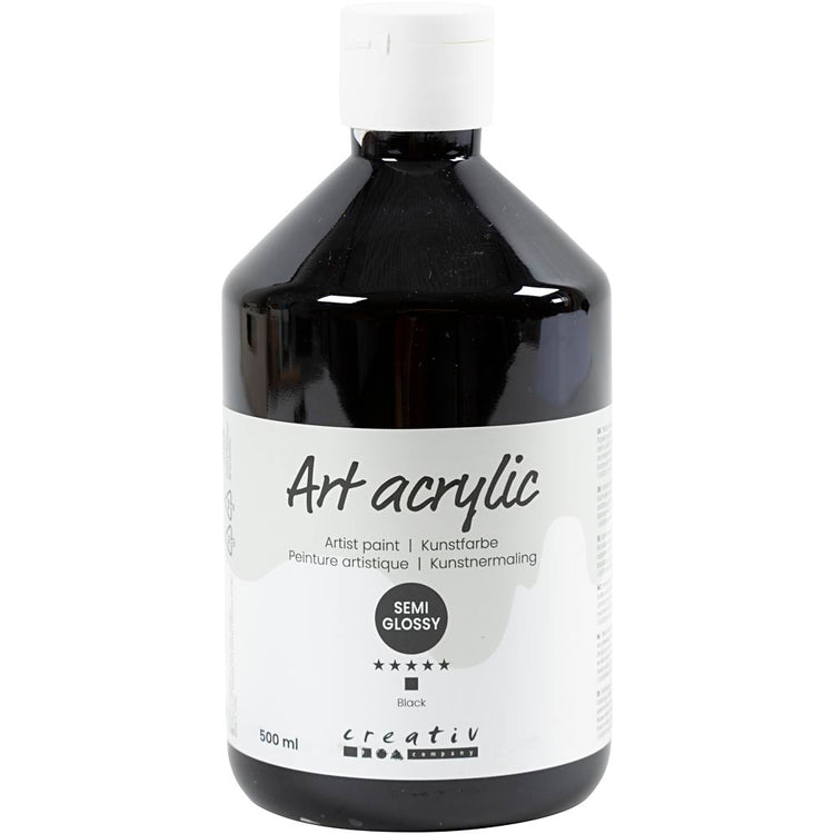 Kreativfirma Acrylfarbe, halbglänzend, bedeckt, schwarz, 500 ml 1 Flasche
