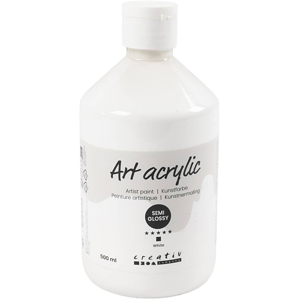 Creativ Company Acrylfarbe, seidenmatt, deckend, weiß, 500 ml 1 Flasche