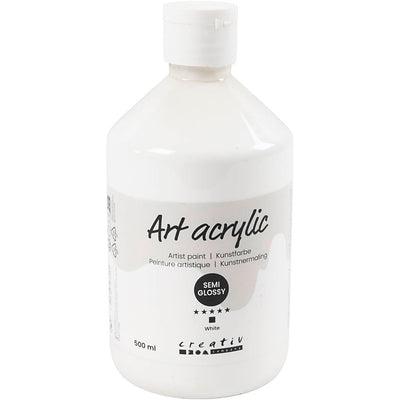 Creativ Company Acrylfarbe, seidenmatt, deckend, weiß, 500 ml 1 Flasche