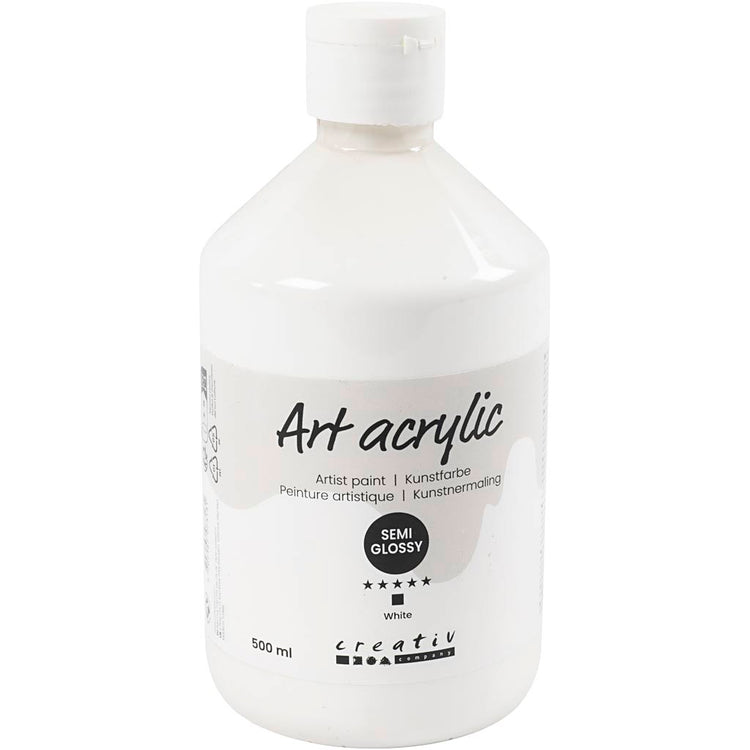 Creativ Company Acrylfarbe, seidenmatt, deckend, weiß, 500 ml 1 Flasche