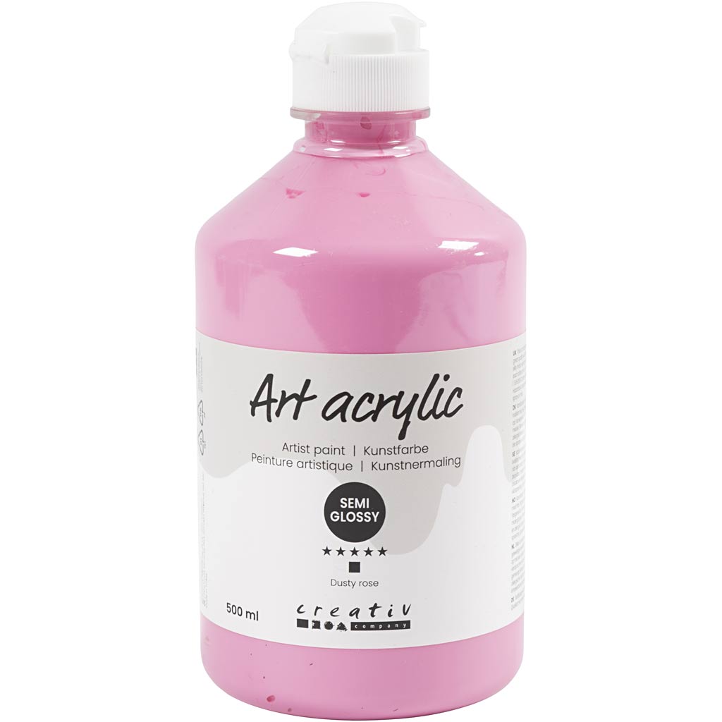 Creativ Company Acrylfarbe, halbglänzende, bedeckende, staubige Rose, 500 ml 1 Flasche