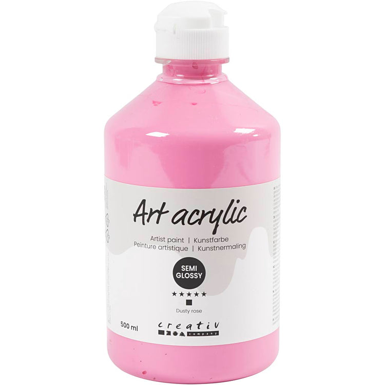 Creativ Company Acrylfarbe, halbglänzende, bedeckende, staubige Rose, 500 ml 1 Flasche