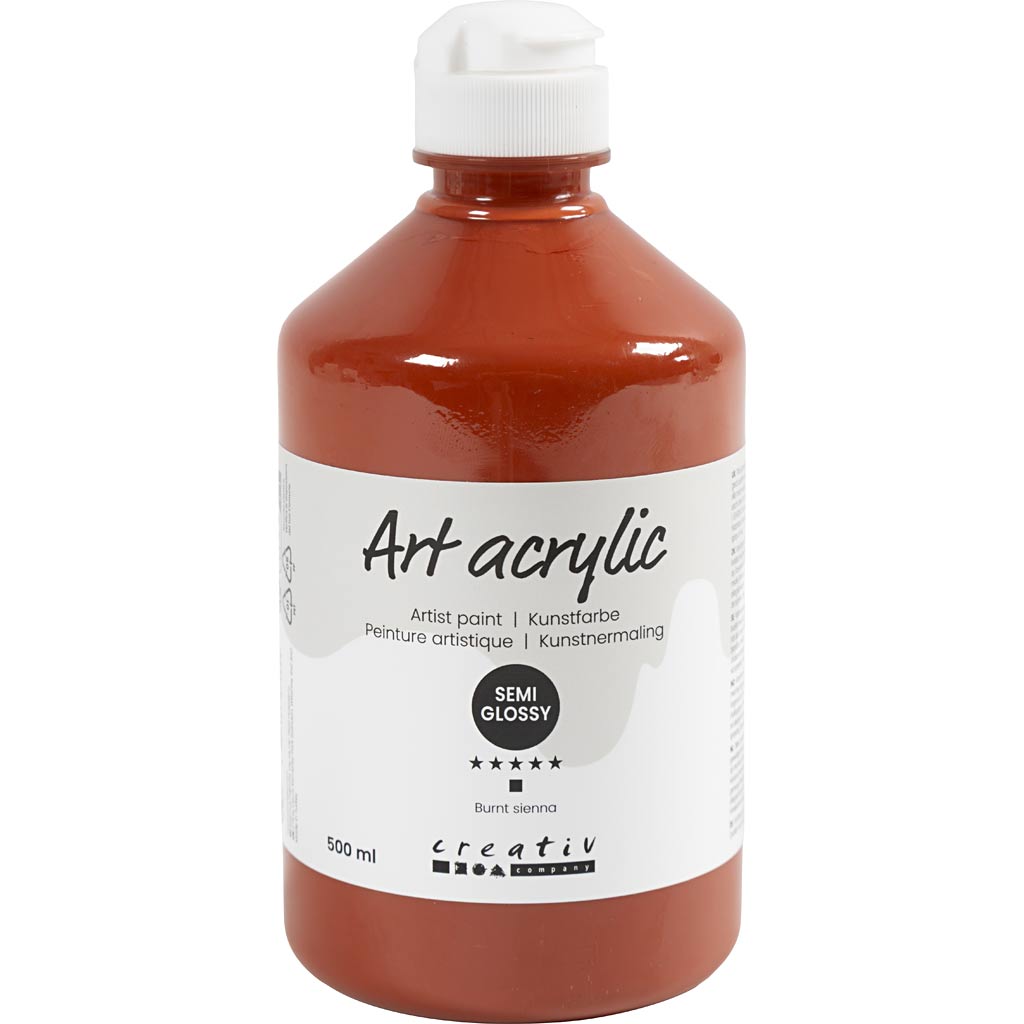 Creativ Company Acrylfarbe, halbglänzend, halbtransparent, gebrannte Siena, 500 ml 1 Flasche