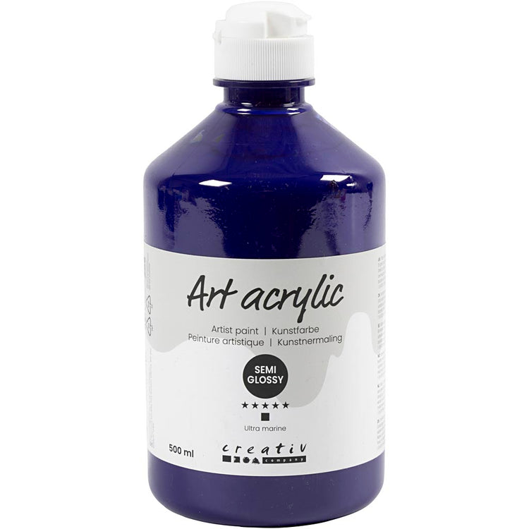 Creativ Company Acrylfarbe, seidenmatt, deckend, Ultramarin, 500 ml 1 Flasche