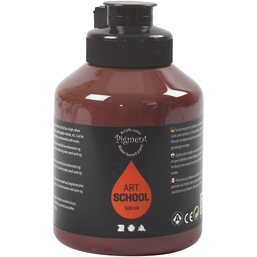 Creativ Company Acrylfarbe, halbglänzende, bedeckende, verbrannte Umber, 500 ml 1 Flasche