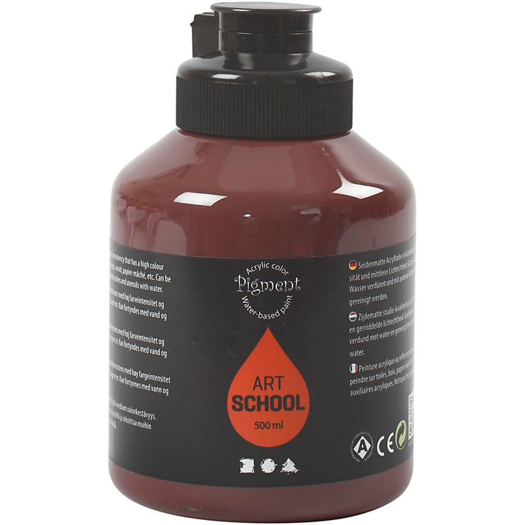 Creativ Company Acrylfarbe, halbglänzende, bedeckende, verbrannte Umber, 500 ml 1 Flasche