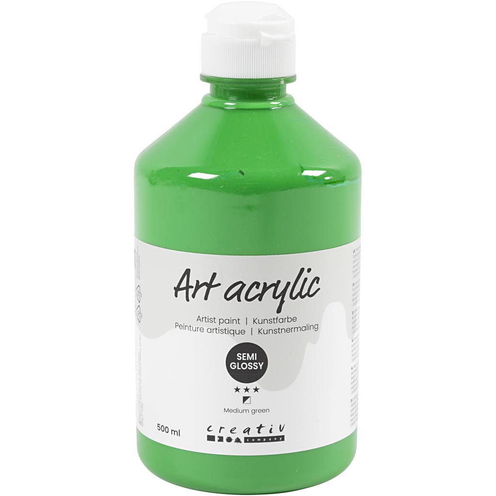 Creativ Company Acrylfarbe, halbglänzend, bedeckt, mittelgrün, 500 ml 1 Flasche