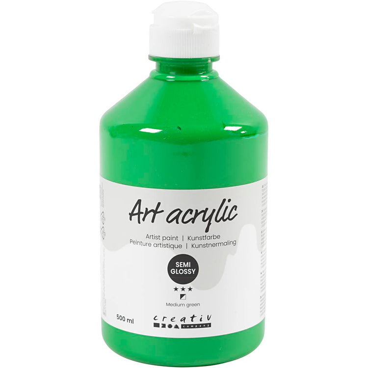 Creativ Company Acrylfarbe, halbglänzend, bedeckt, mittelgrün, 500 ml 1 Flasche