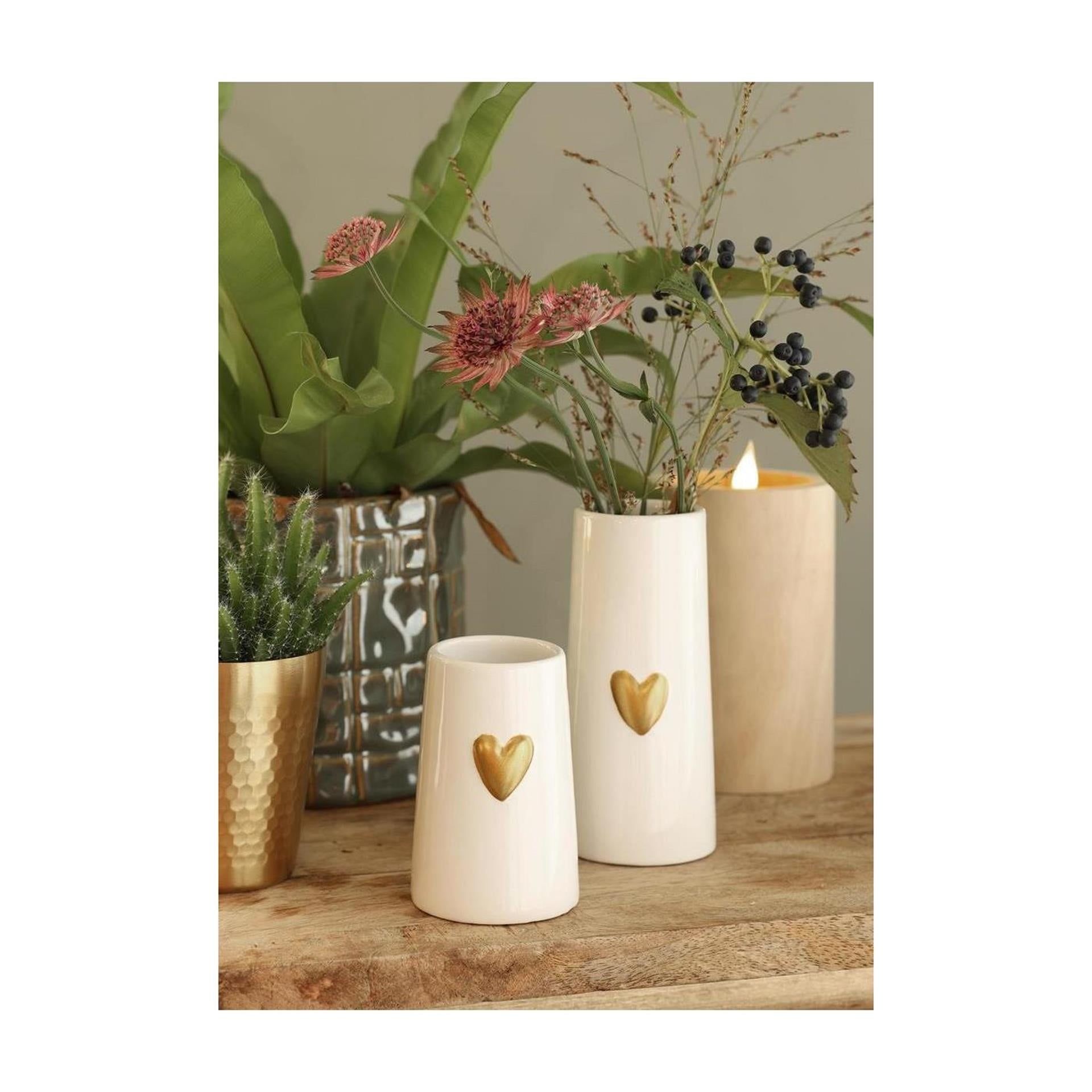Ideen 4 Jahreszeiten Vase mit Herz weiß ø6 H.17 cm