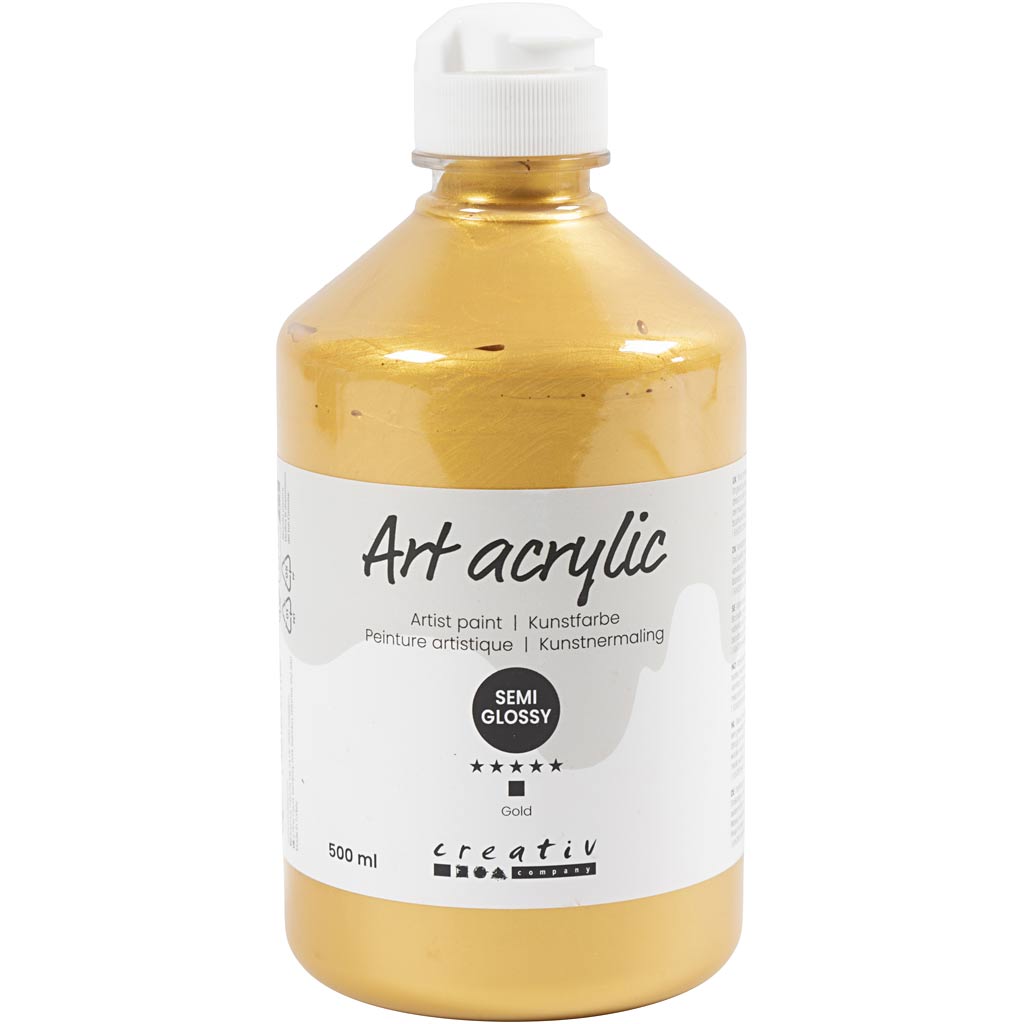 Creativ Company Acrylfarbe, halbglänzende, Abdeckung, Gold, 500 ml 1 Flasche