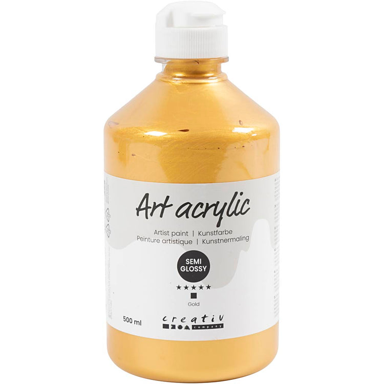 Creativ Company Acrylfarbe, halbglänzende, Abdeckung, Gold, 500 ml 1 Flasche
