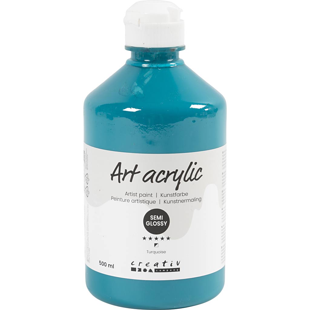 Creativ Company Acrylfarbe, seidenmatt, deckend, Türkis, 500 ml 1 Flasche