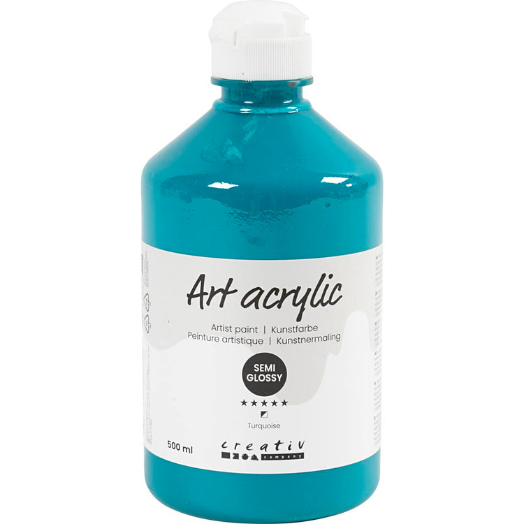 Creativ Company Acrylfarbe, seidenmatt, deckend, Türkis, 500 ml 1 Flasche