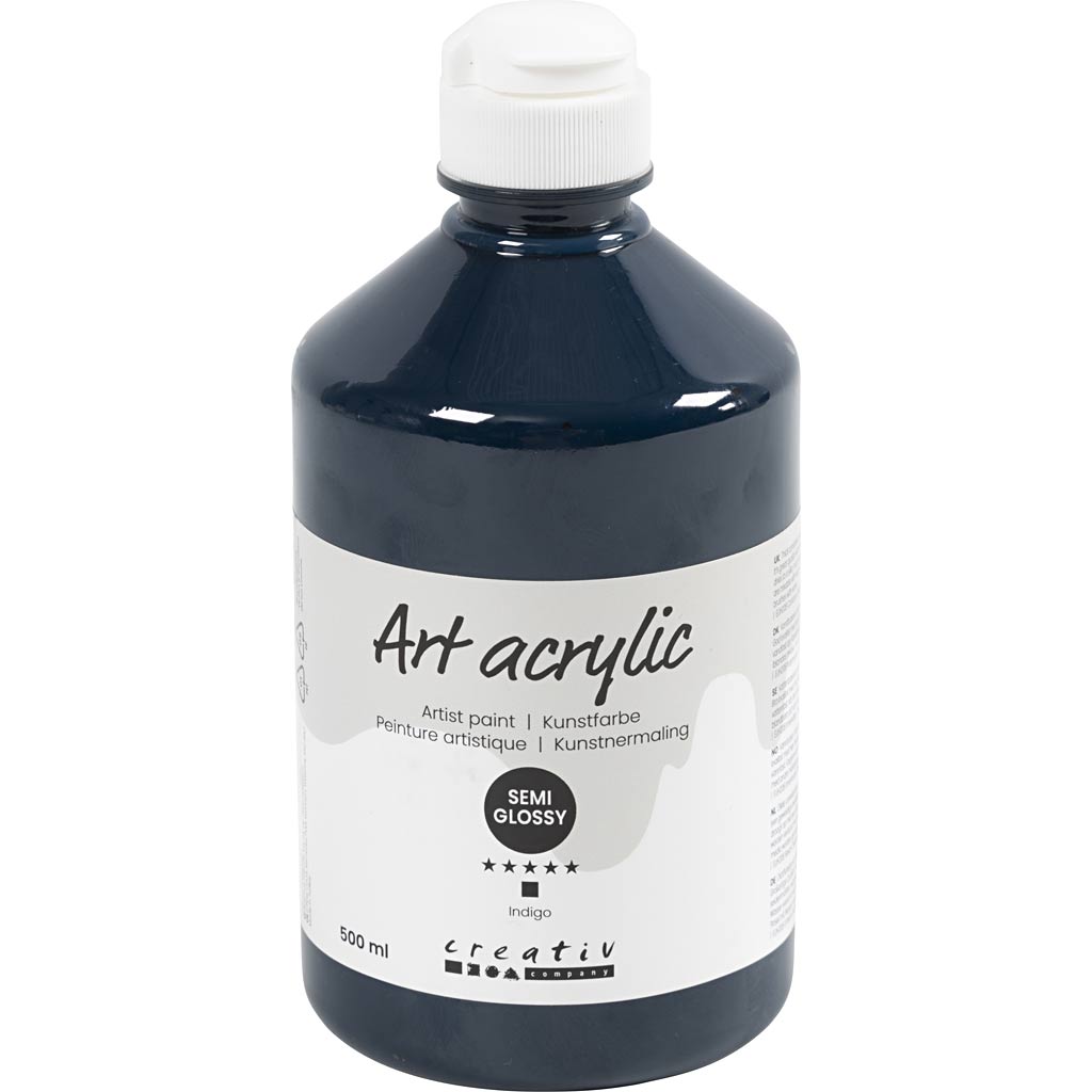 Creativ Company Acrylfarbe, halbglänzend, bedeckt, Indigo, 500 ml 1 Flasche