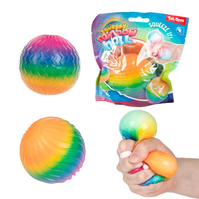Toi-toys lustige textuurknijmbal regenboog bänderschaum, 7 cm