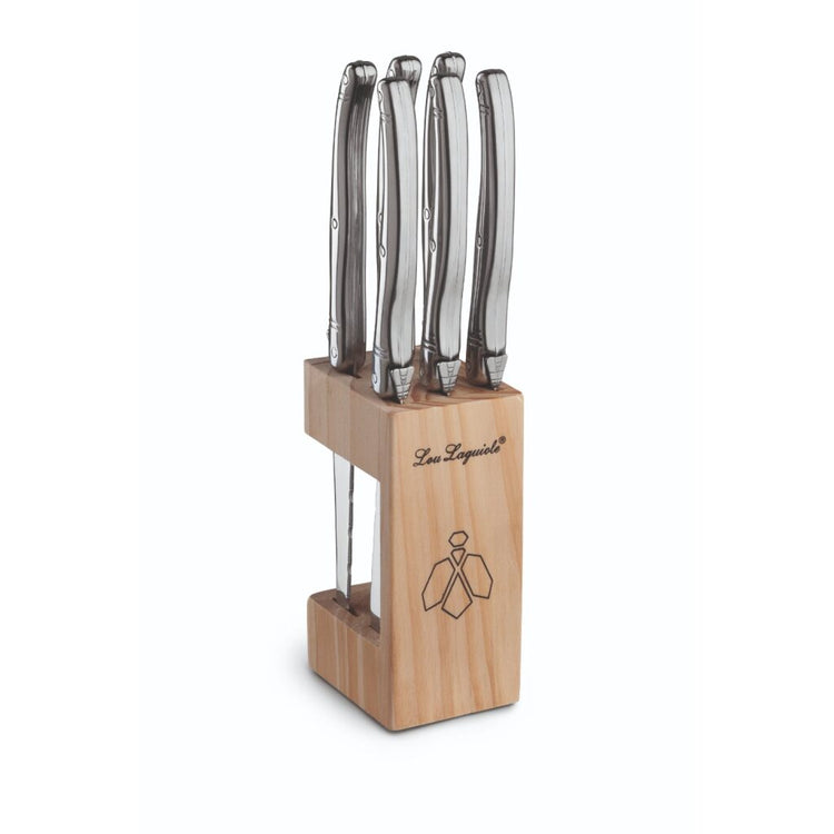 Lou Laguiole Lou Laguiole Steakmesser 6 Stück + Holzblock
