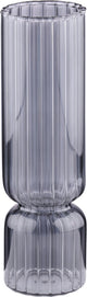 Arti Casa Vase – ø5xh17 cm – gerippte Vase transparent grau – Vase für Blumen und Dekoration – moderne Vase für den Innenbereich – grau