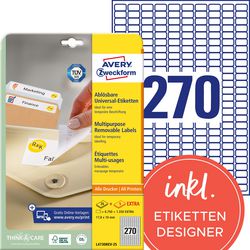 Wiederklebende Etiketten Avery Zweckform weiß