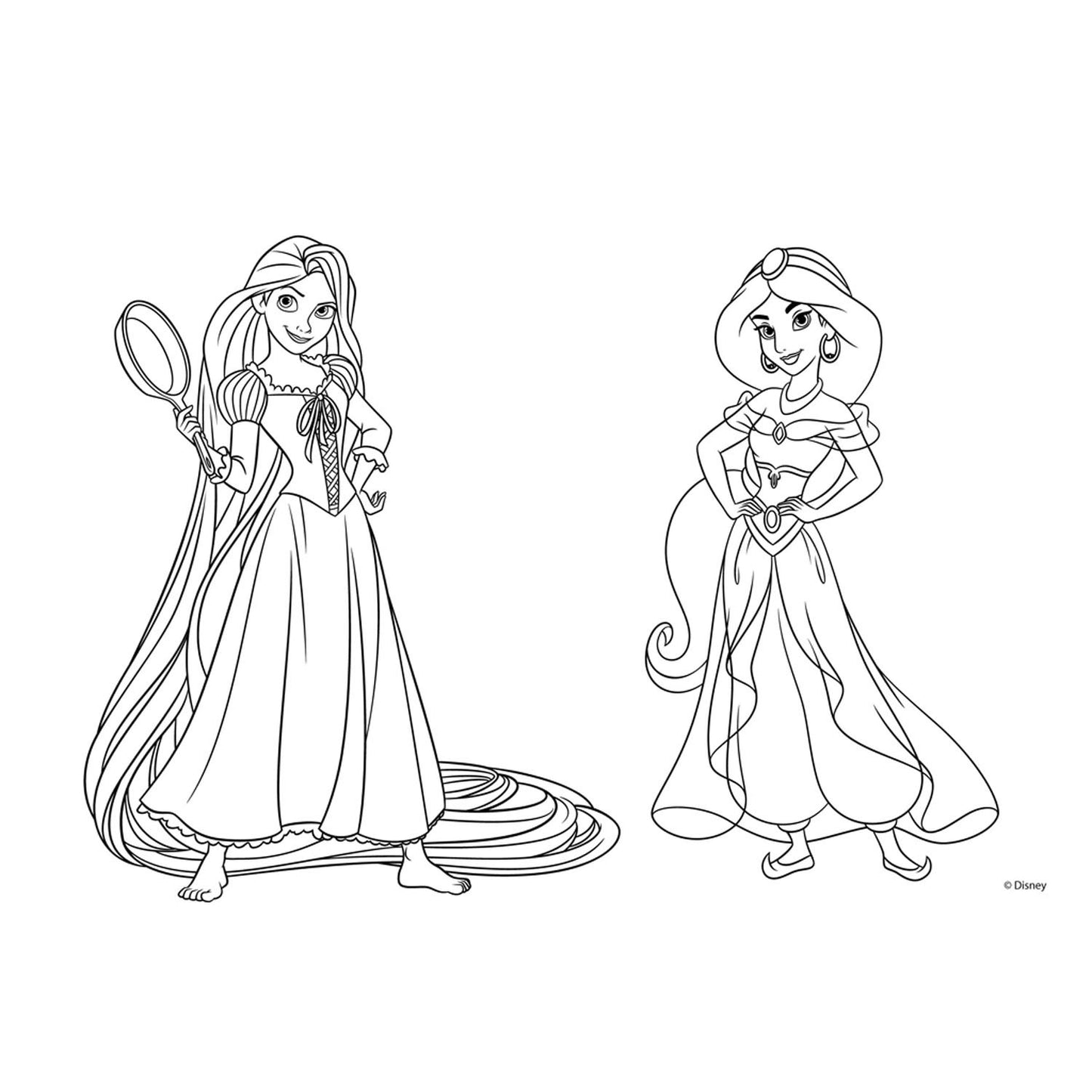 Disney Princess Malvorlagen mit Schablonen und Aufkleber Vel
