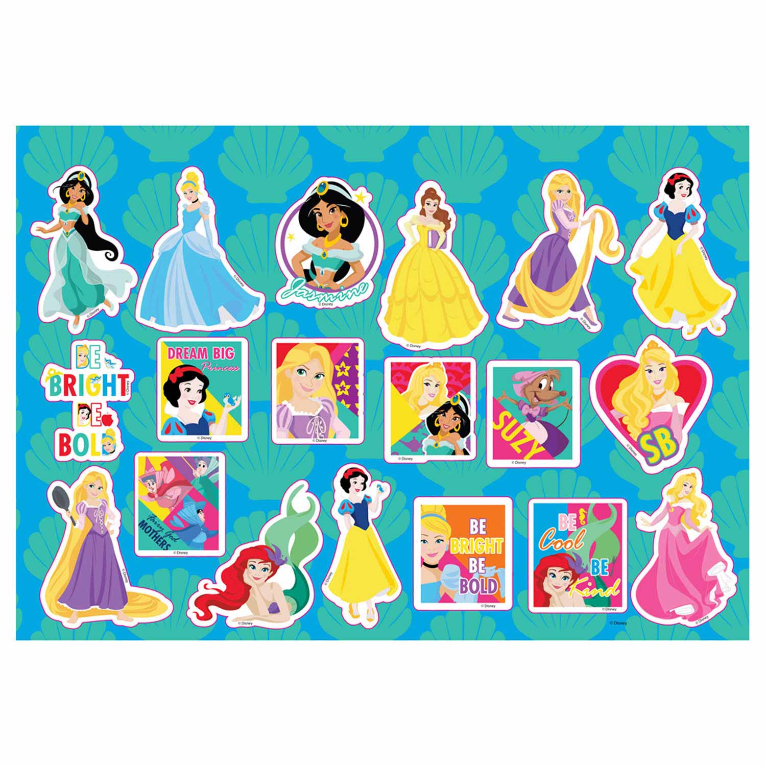 Disney Princess Malvorlagen mit Schablonen und Aufkleber Vel