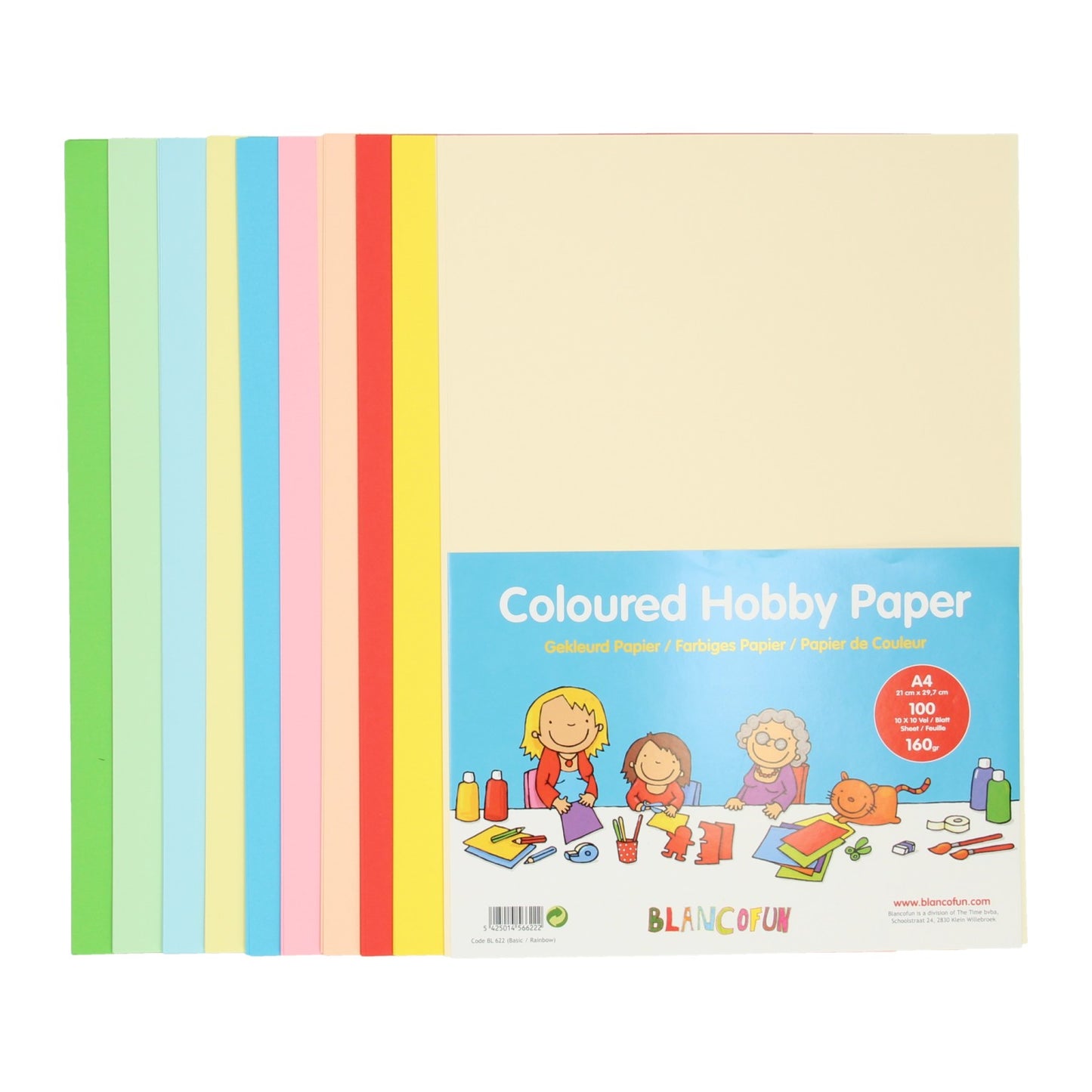 Hobbypapier farbig A4, 160 Gramms, 100 Blätter
