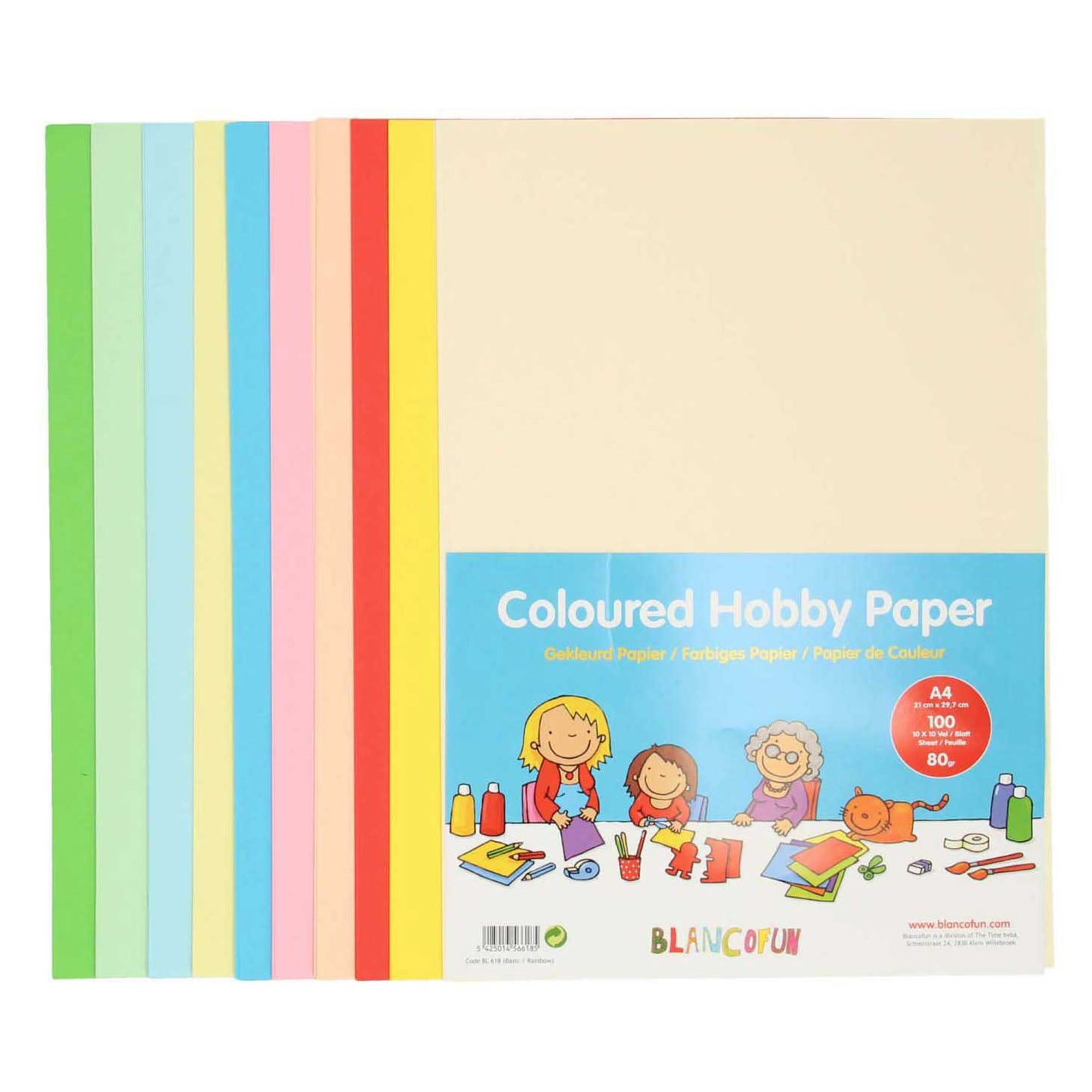 Hobbypapier farbig A4, 80 Gramms, 100 Blätter