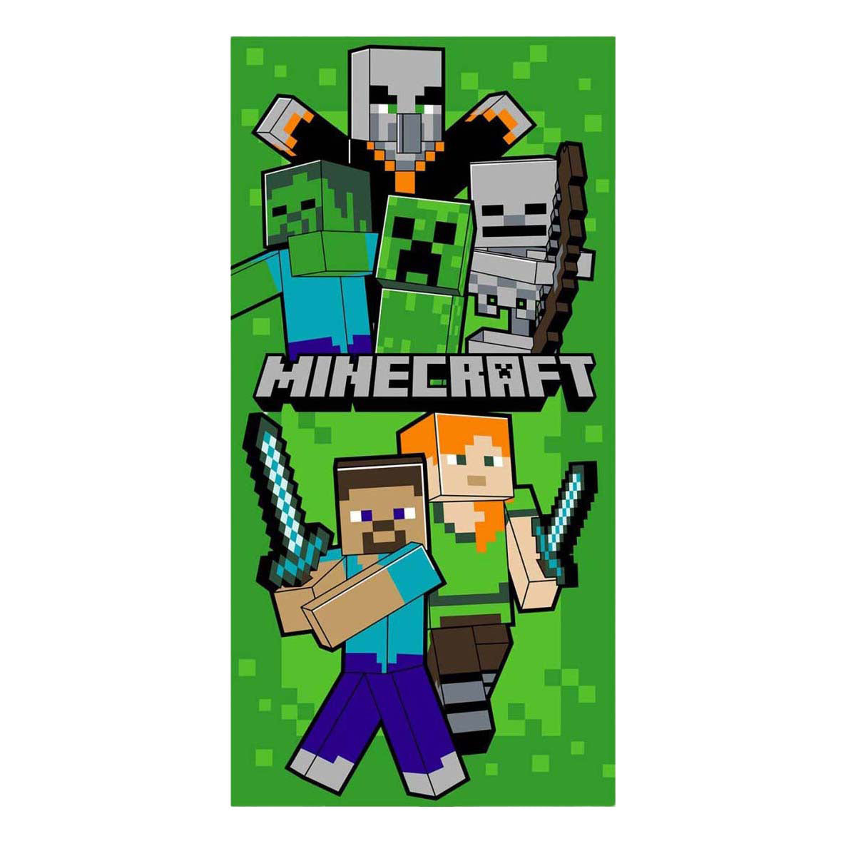 Minecraft Strandtuch grün – 70x140 cm