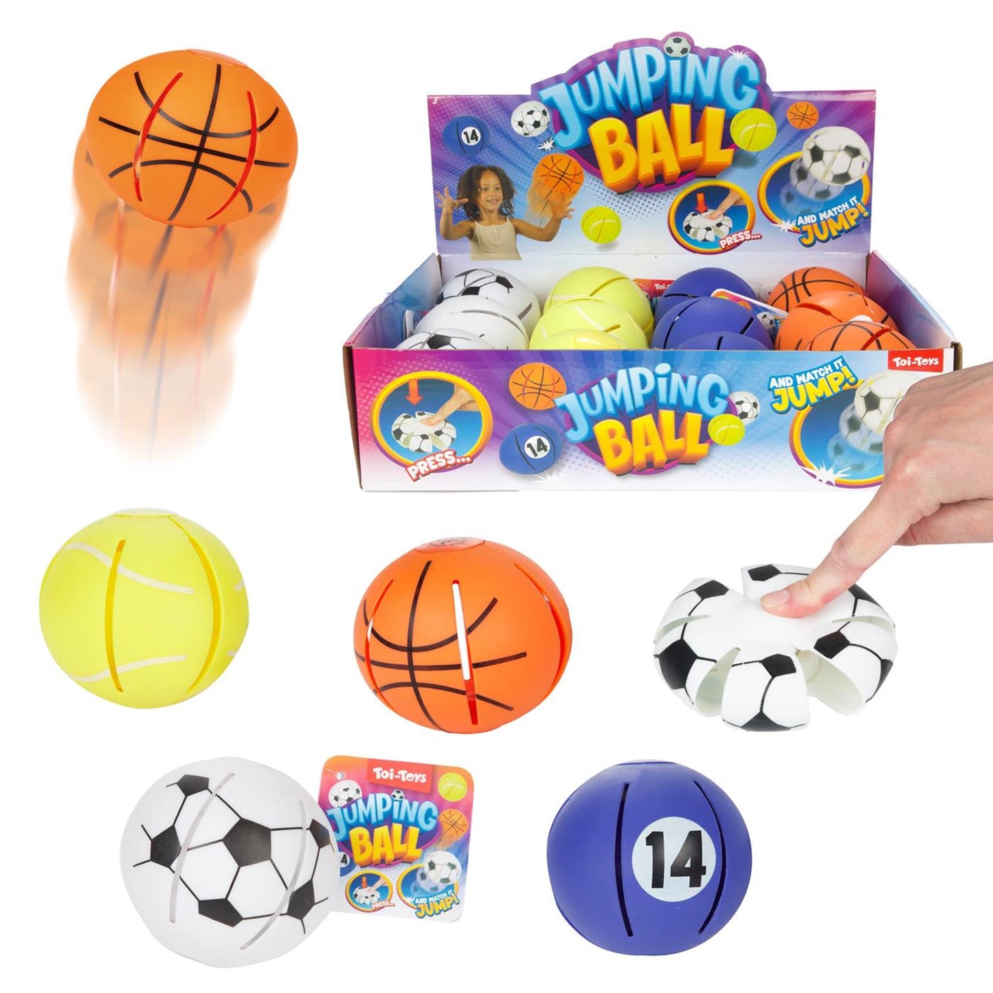 Toi-toys lustiger Hüpfball -Sport- 8cm 4sort