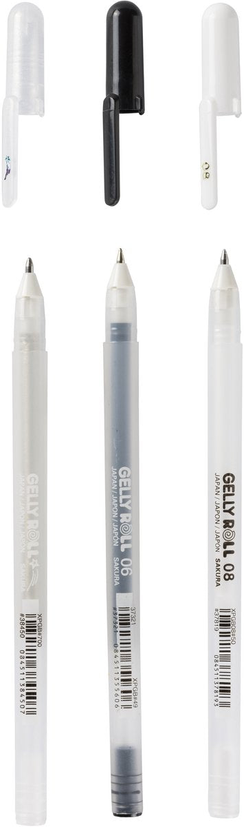 Sakura • Gelly Roll Gelstift schwarz, weiß transparent 3 Stück