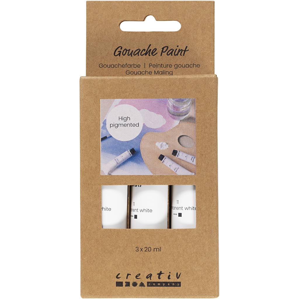Creativ Company Gouachefarbe, weiß, 3x20 ml 1 Box