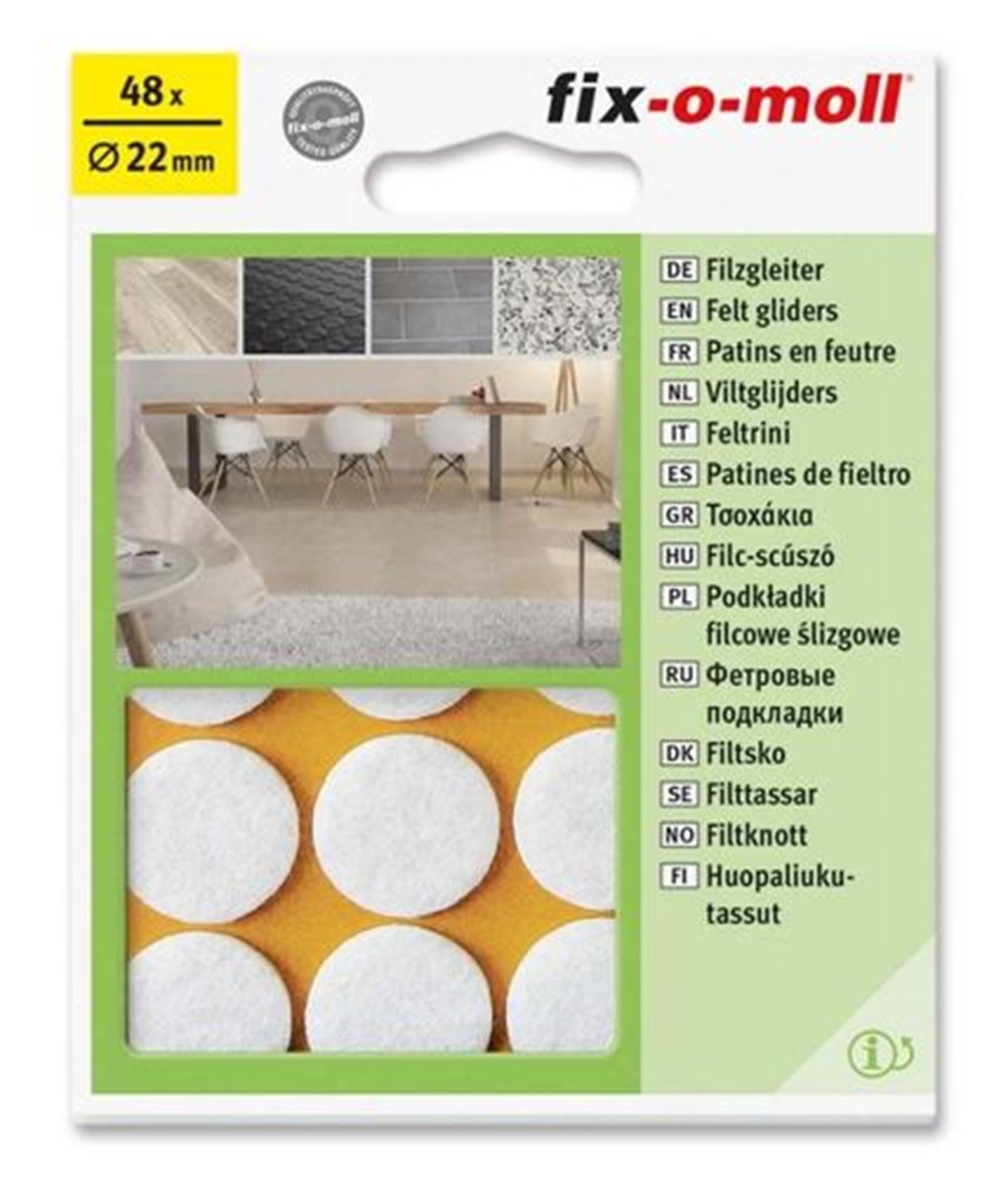 Fix-o-moll Filzgleiter ø22mm weiß