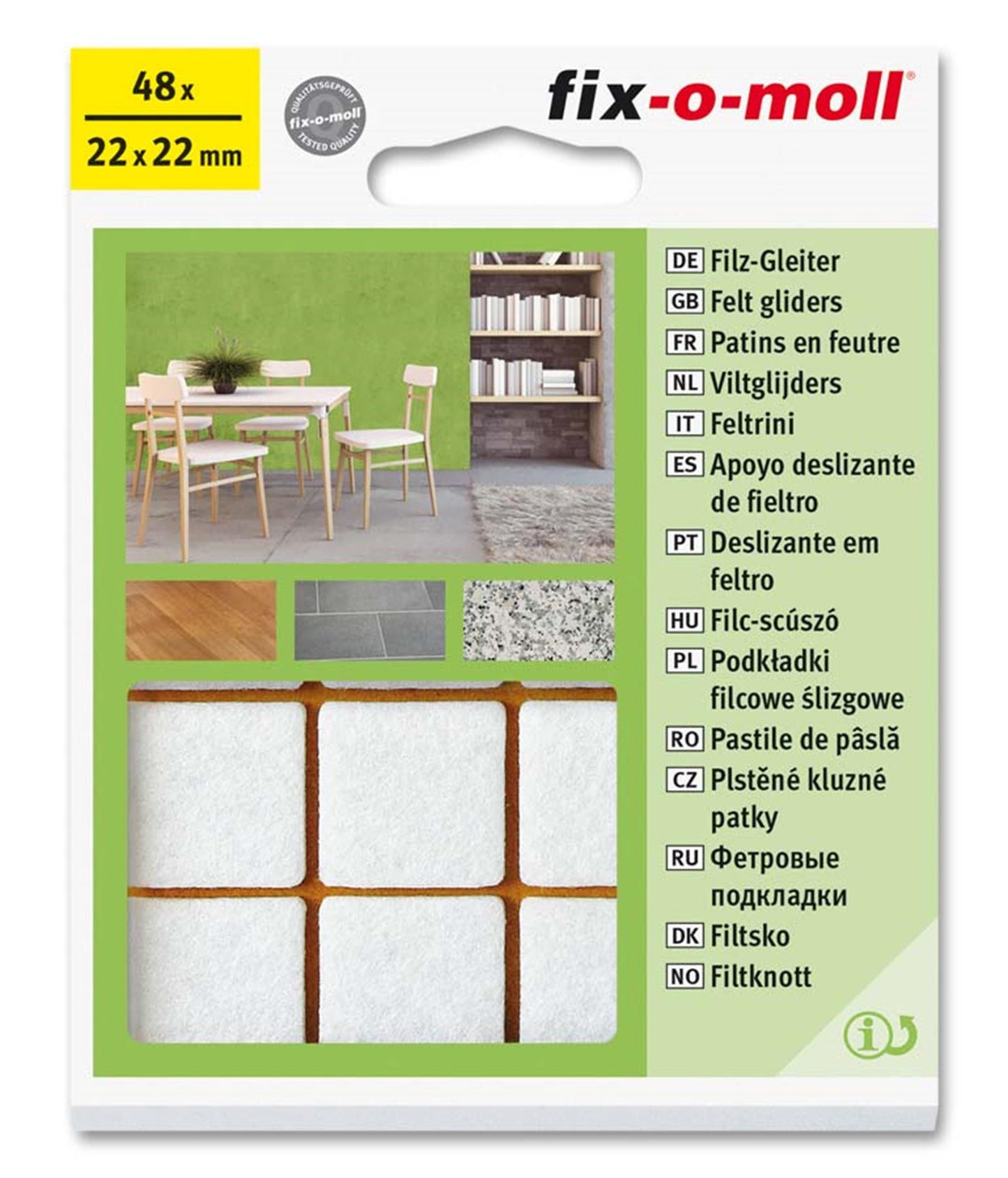 Fix-o-moll Filzgleiter ø22mm 48St. weiß