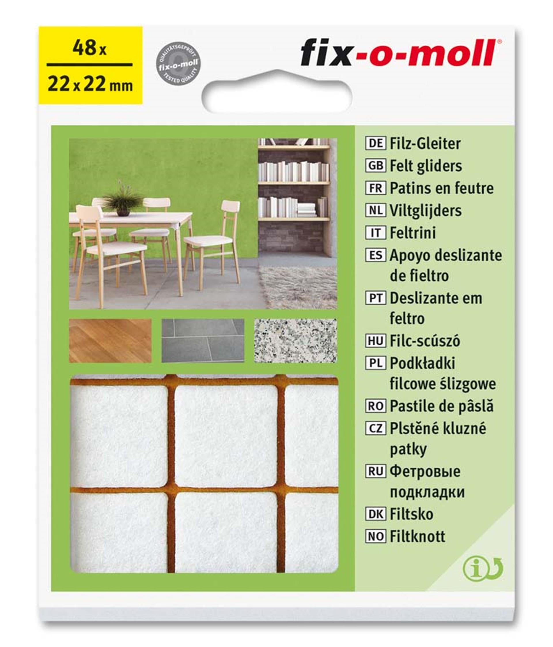 Fix-o-moll Filzgleiter ø22mm 48St. weiß