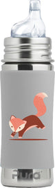 Pura Schnabelflasche 325 ml – Schnabelbecher – wächst mit – plastikfrei – spülmaschinenfest – inklusive Silikonschnabel, Reiseverschluss und Hülle – Fuchshülle