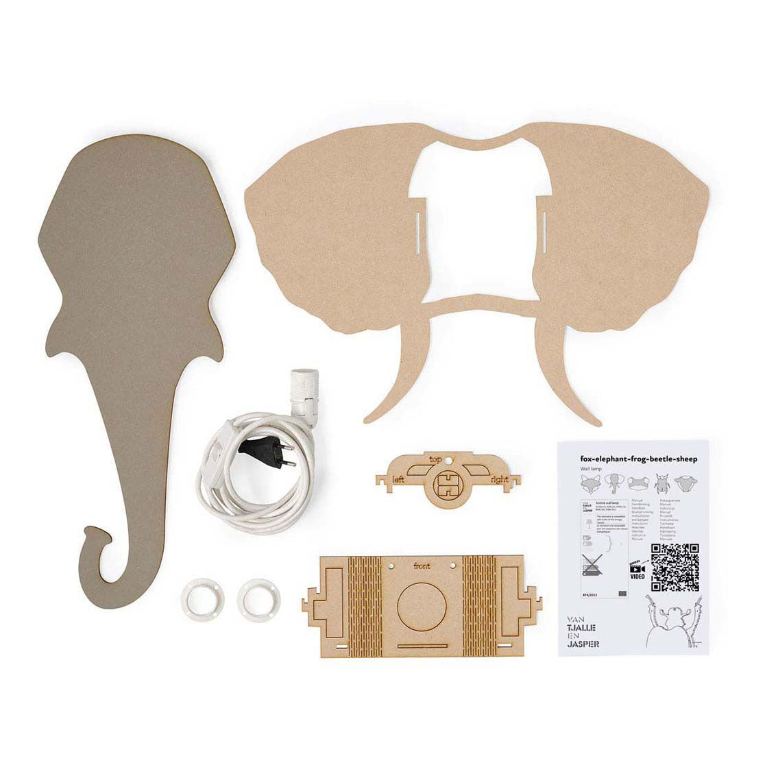 Aus Tjalle und Jaspis – Elefanten-Wandlampe – Holz