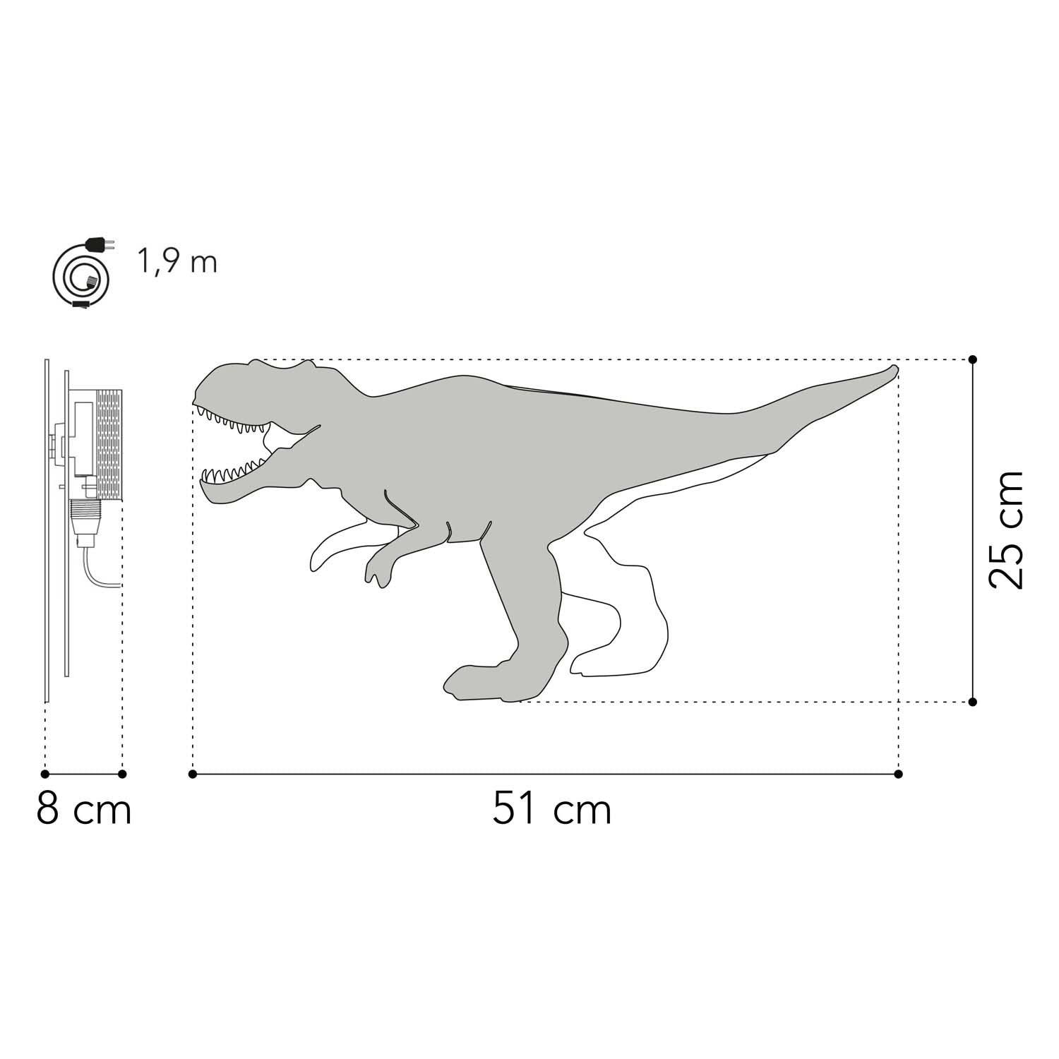 Aus Tjalle und Jaspis – Dino-Wandleuchte T-Rex – Holz