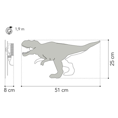 Aus Tjalle und Jaspis – Dino-Wandleuchte T-Rex – Holz