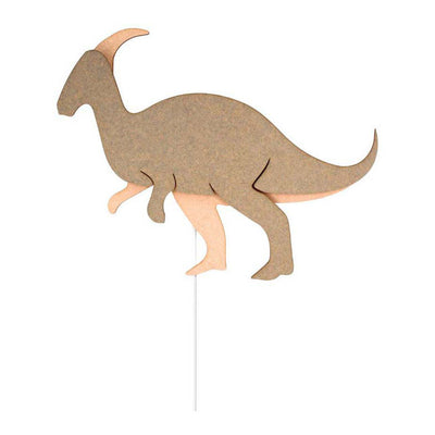 Aus Tjalle und Jaspis – Dino-Wandleuchte Parasaurolopus – Holz