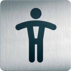 Infotafel Herrentoilette langlebig selbstklebend aus Aluminium 15x15