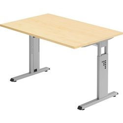 Schreibtisch mit geradem C-Bein aus Ahorn, höhenverstellbar 1200 x 800 x 680–760 mm