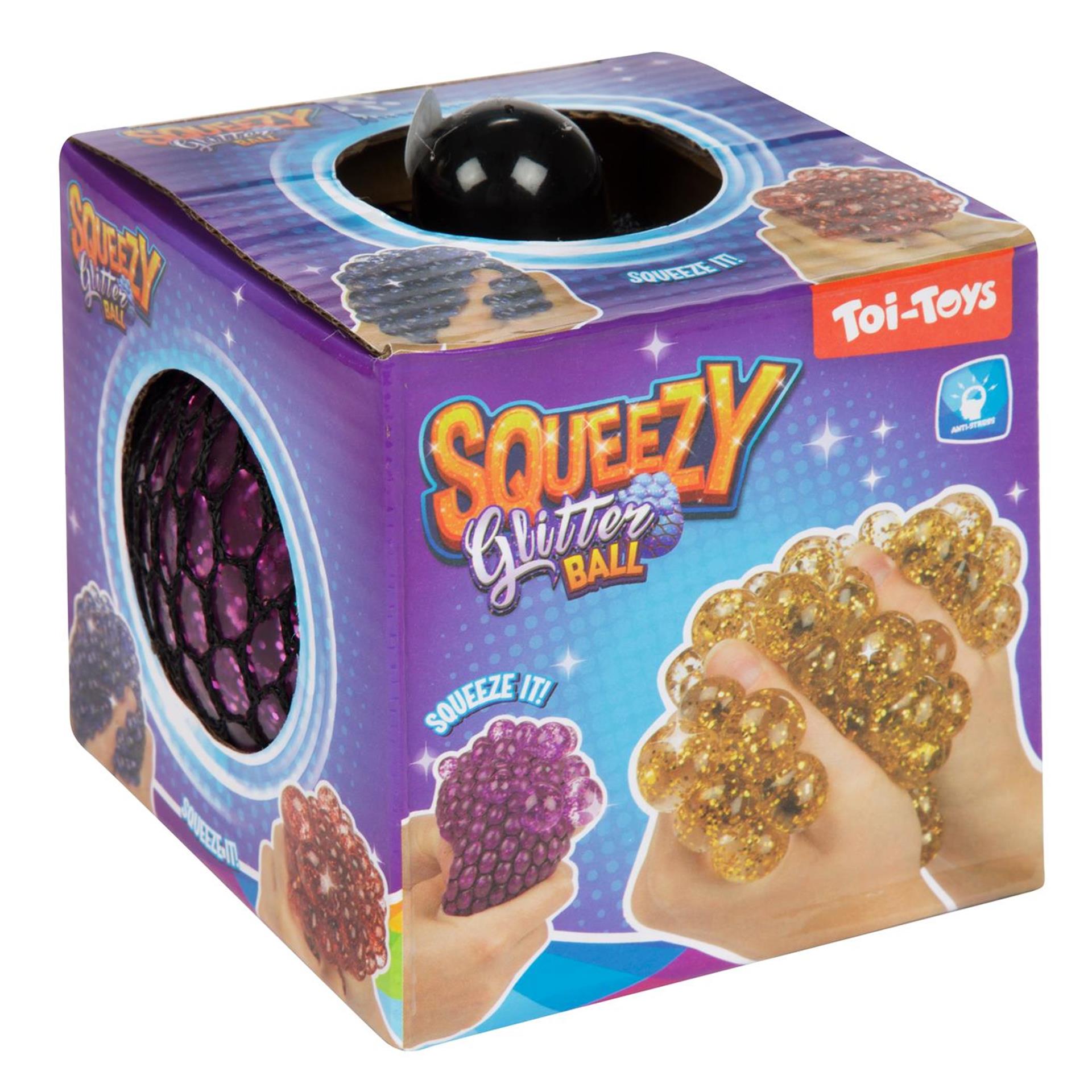 Toi-toys lustige Glitzer Squeeze Ball im Netz, 10 cm