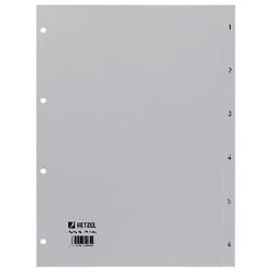 Tabs gleich grau 1 bis 6 A4 Polypropylen