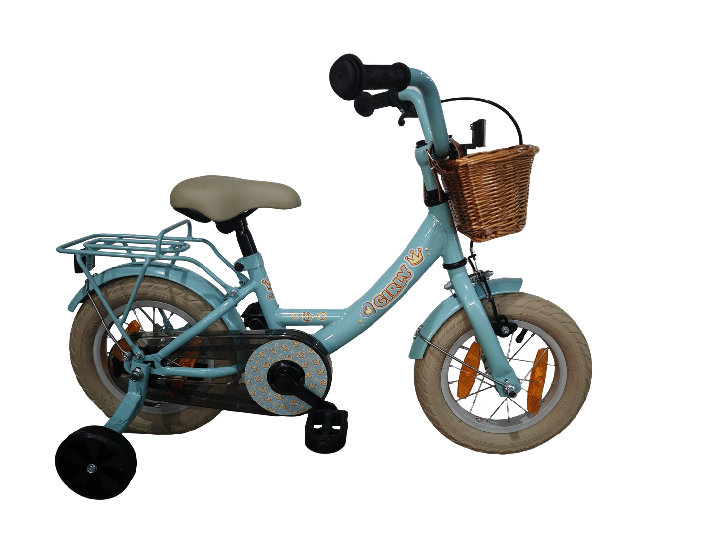 Bikefun Kinderfahrrad Girly 12 Zoll – mit Korb, Stützrädern und Bremsnabe – Blau