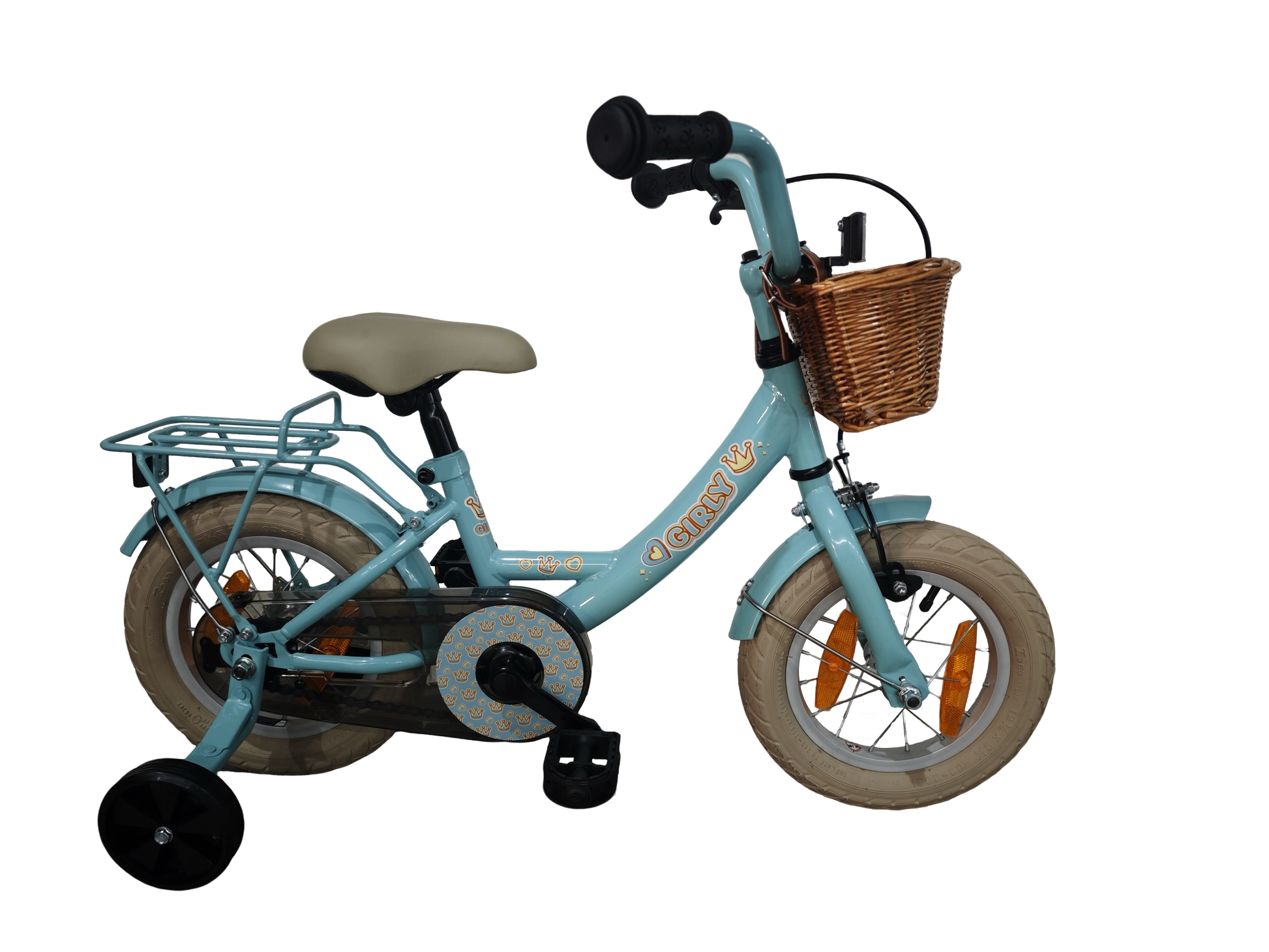 Bikefun Kinderfahrrad Girly 12 Zoll – mit Korb, Stützrädern und Bremsnabe – Blau