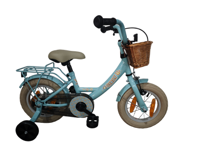 Bikefun Kinderfahrrad Girly 12 Zoll – mit Korb, Stützrädern und Bremsnabe – Blau
