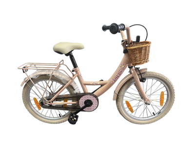 Bikefun Kinderfahrrad Girly 18 Zoll – mit Korb und Bremsnabe – Pink