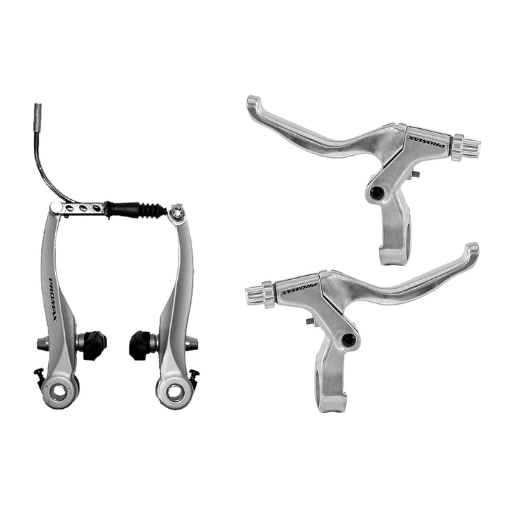 Bremsset V-Brake mit Bremshebeln Aluminium silber
