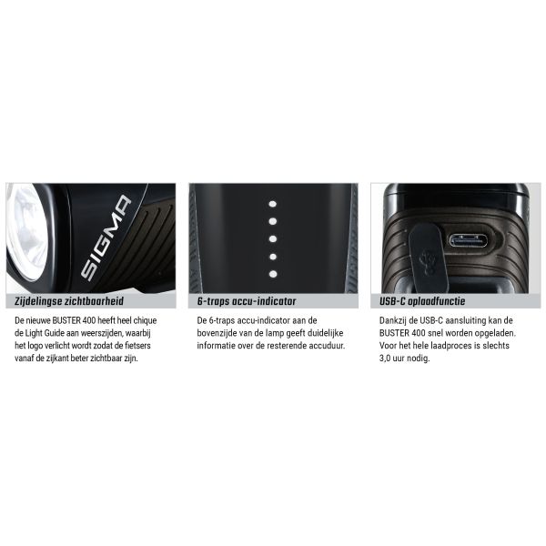 Sigma Scheinwerfer Buster 400 LED Li-Ion Batterie USB