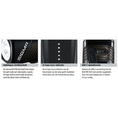 Sigma Scheinwerfer Buster 400 LED Li-Ion Batterie USB